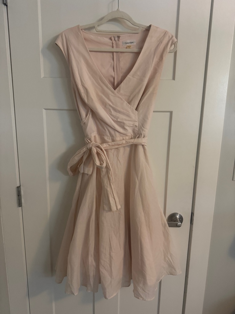 Calvin Klein Blush Pink Wrap Midi Dress